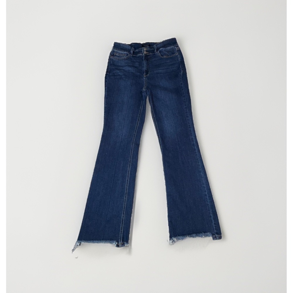 Judy Blue High Rise Boot Cut Jeans Raw Hem Size 15/32 JB82568DK 32x31 Med Wash